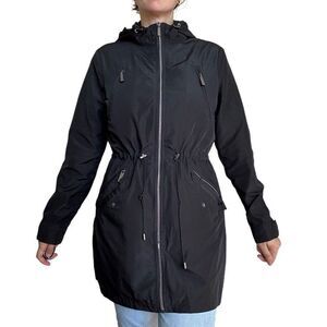 Michael Kors Black Winter Coat Parka Hooded Zippered Vest Women Size Medium MK